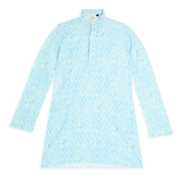 Chilins Ethnic Wear Stylish Printed Embroidery Sky blue Kurta for Boys