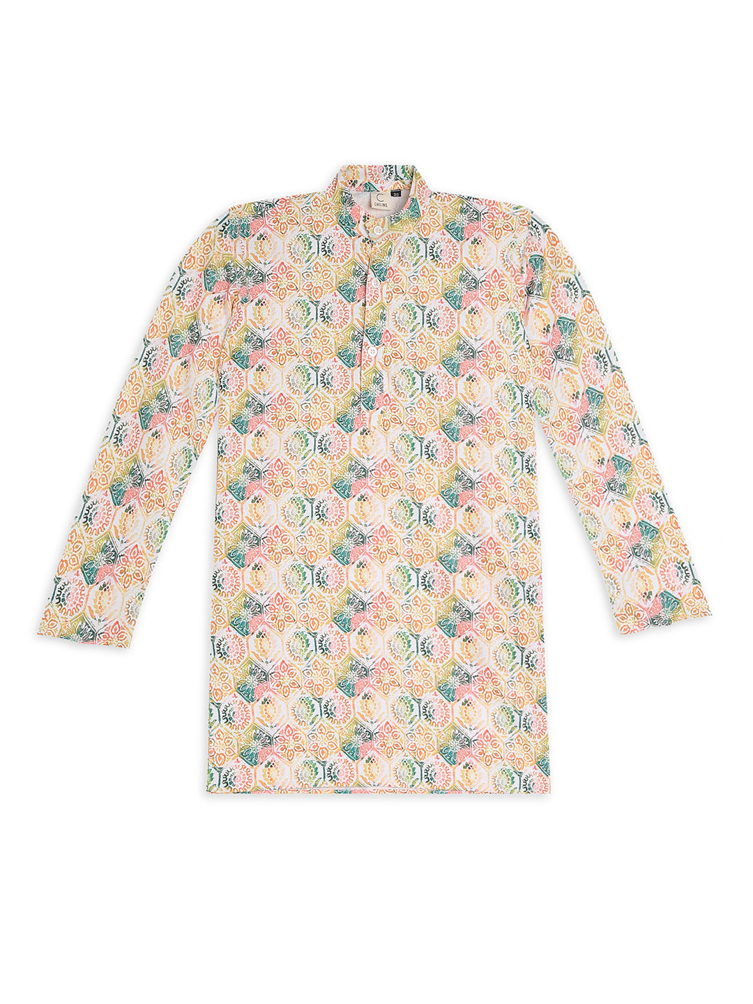 Chilins Ethnic Wear Stylish Printed Embroidery Pink Kurta for Boys