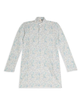 Chilins Ethnic Wear Stylish Printed Embroidery Sky blue Kurta for Boys