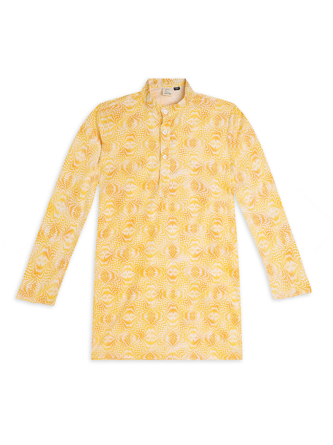 Chilins Ethnic Wear Stylish Printed Embroidery Orange Kurta for Boys