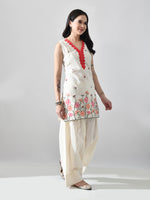 Thumbnail for Myshka Women Off White Embroidered Short Kurta With Farsi Salwar