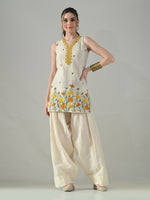 Thumbnail for Myshka Women Off White Embroidered Short Kurta With Farsi Salwar