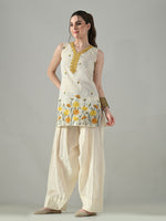 Thumbnail for Myshka Women Off White Embroidered Short Kurta With Farsi Salwar
