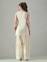 Thumbnail for Myshka Women Off White Embroidered Short Kurta With Farsi Salwar