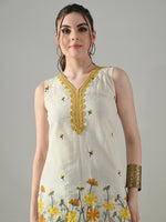 Thumbnail for Myshka Women Off White Embroidered Short Kurta With Farsi Salwar