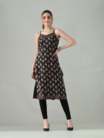Thumbnail for Myshka Women Off White Multicolor Thread Embroidered Sleeveless Long Kurta