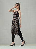 Thumbnail for Myshka Women Off White Multicolor Thread Embroidered Sleeveless Long Kurta