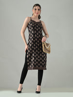 Thumbnail for Myshka Women Off White Multicolor Thread Embroidered Sleeveless Long Kurta