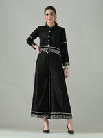 Thumbnail for Myshka Women Black Embroidered Co-Ord Set