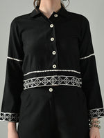 Thumbnail for Myshka Women Black Embroidered Co-Ord Set