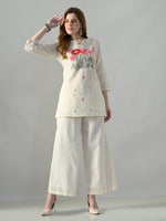 Thumbnail for Myshka Women Off White Multicolor Thread Embroidered Co-Ord Set