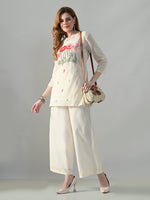 Thumbnail for Myshka Women Off White Multicolor Thread Embroidered Co-Ord Set