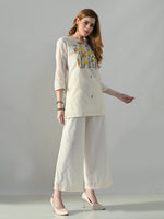 Thumbnail for Myshka Women Off White Multicolor Thread Embroidered Co-Ord Set