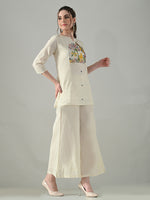 Thumbnail for Myshka Women Off White Multicolor Thread Embroidered Co-Ord Set