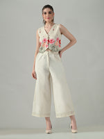 Thumbnail for Myshka Women Off White Multicolor Thread Embroidered Co-Ord Set
