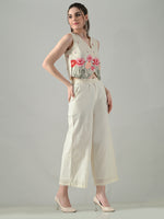 Thumbnail for Myshka Women Off White Multicolor Thread Embroidered Co-Ord Set