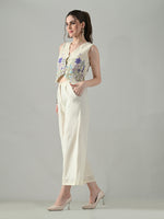 Thumbnail for Myshka Women Off White Multicolor Thread Embroidered Co-Ord Set