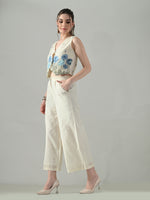 Thumbnail for Myshka Women Off White Multicolor Thread Embroidered Co-Ord Set