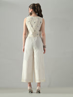 Thumbnail for Myshka Women Off White Multicolor Thread Embroidered Co-Ord Set