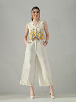 Thumbnail for Myshka Women Off White Multicolor Thread Embroidered Co-Ord Set