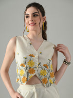 Thumbnail for Myshka Women Off White Multicolor Thread Embroidered Co-Ord Set