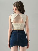Thumbnail for Myshka Women Off White Multicolor Thread Embroidered Saree Blouse