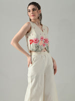 Thumbnail for Myshka Women Off White Multicolor Thread Embroidered Waistcoat