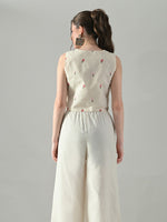 Thumbnail for Myshka Women Off White Multicolor Thread Embroidered Waistcoat