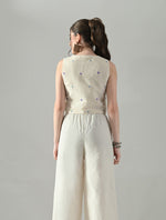 Thumbnail for Myshka Women Off White Multicolor Thread Embroidered Waistcoat