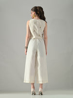 Thumbnail for Myshka Women Off White Multicolor Thread Embroidered Waistcoat