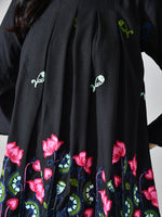 Thumbnail for Myshka Women Black Multicolor Thread Embroidered Three-Quarter Sleeve Top