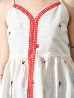 Thumbnail for Myshka Women Off White Multicolor Thread Embroidered Strap Top