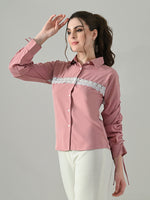 Thumbnail for Myshka Women Pink Lace Embellished Shirt