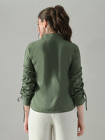 Thumbnail for Myshka Women Green Lace Embellished Shirt