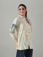 Thumbnail for Myshka Women Off White Multicolor Thread Embroidered Shirt