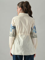 Thumbnail for Myshka Women Off White Multicolor Thread Embroidered Shirt