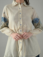 Thumbnail for Myshka Women Off White Multicolor Thread Embroidered Shirt
