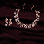 Thumbnail for Tehzeeb Creations Baby Pink Colour Sparkle Stone Studded Necklace With Earrings - Distacart