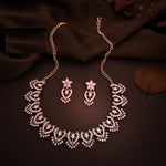 Thumbnail for Tehzeeb Creations Baby Pink Colour Sparkle Stone Studded Necklace With Earrings - Distacart