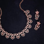 Thumbnail for Tehzeeb Creations Baby Pink Colour Sparkle Stone Studded Necklace With Earrings - Distacart