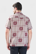 Thumbnail for Xkind Light Maroon Embroidered Releaxed Fit Shirt