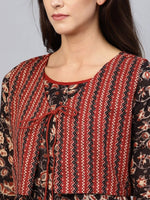 Thumbnail for Aks Ethnic Motifs Printed Pure Cotton Anarkali Kurta With Jacket - Distacart