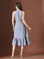 Thumbnail for Myshka Women Floral Embroidered Halter Neck Linen A-Line Dress Sleeves - Distacart