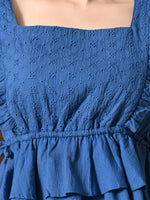 Thumbnail for Myshka Women Pure Cotton Top Flared Sleeves Schiffli Pattern Embroidered Layered