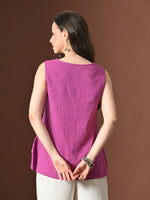 Thumbnail for Myshka Women Pure Cotton Top Sleeveless Schiffli Pattern Embroidered