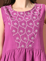 Thumbnail for Myshka Women Pure Cotton Top Sleeveless Schiffli Pattern Embroidered