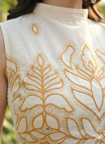 Thumbnail for Myshka Women Off White Thread Embroidered Halter Neck Saree Blouse