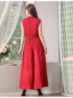 Thumbnail for Myshka Girls Maroon Pure Cotton Sleeveless Schiffli Top with Flared Trouser