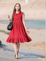 Thumbnail for Myshka Girls Pure Cotton Pink Schiffli Midi Dress - Distacart