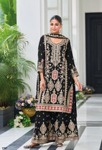 Thumbnail for Anaita Black Heavy Chinon With Embroidery Readymade Sharara Suit - Distacart